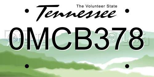 0MCB378 Tennessee License Plate