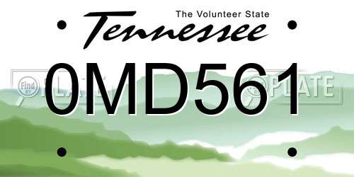0MD561 Tennessee License Plate