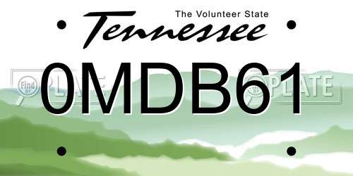 0MDB61 Tennessee License Plate
