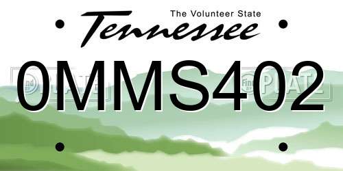 0MMS402 Tennessee License Plate
