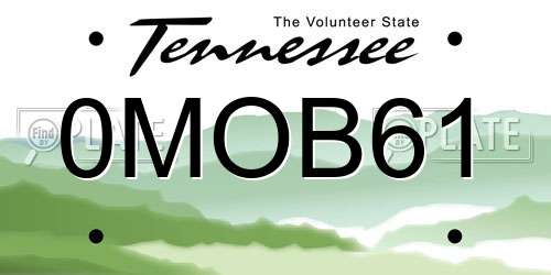 0MOB61 Tennessee License Plate