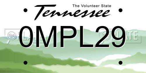 0MPL29 Tennessee License Plate