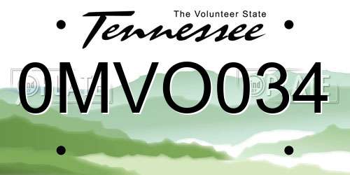0MVO034 Tennessee License Plate