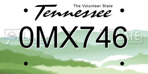 0MX746 Tennessee License Plate