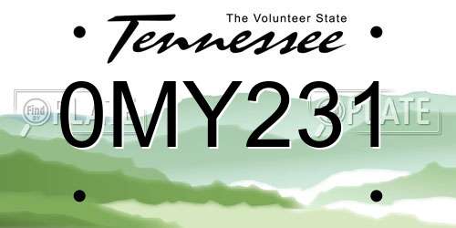 0MY231 Tennessee License Plate