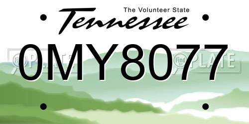 0MY8077 Tennessee License Plate
