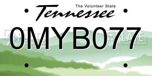 0MYB077 Tennessee License Plate