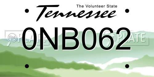 0NB062 Tennessee License Plate