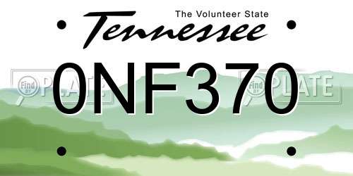 0NF370 Tennessee License Plate