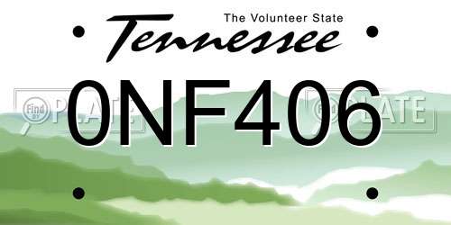 0NF406 Tennessee License Plate