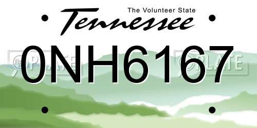 0NH6167 Tennessee License Plate