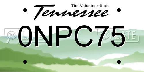 0NPC75 Tennessee License Plate