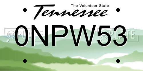 0NPW53 Tennessee License Plate