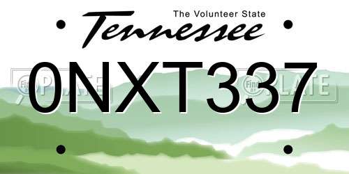 0NXT337 Tennessee License Plate