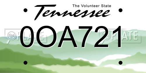 0OA721 Tennessee License Plate