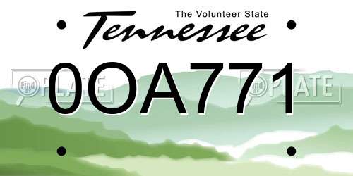 0OA771 Tennessee License Plate