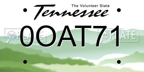 0OAT71 Tennessee License Plate