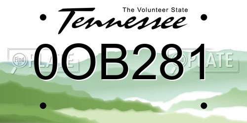 0OB281 Tennessee License Plate