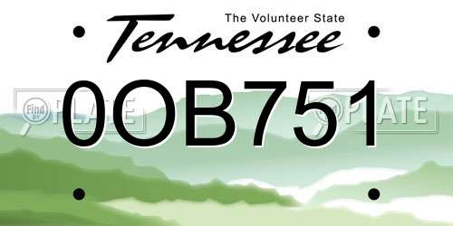 0OB751 Tennessee License Plate