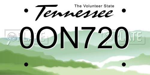 0ON720 Tennessee License Plate