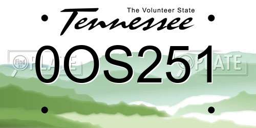 0OS251 Tennessee License Plate