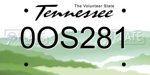 0OS281 Tennessee License Plate
