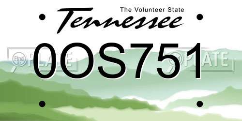 0OS751 Tennessee License Plate