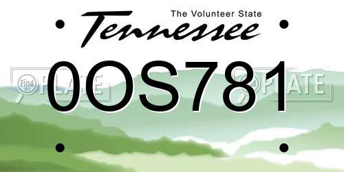 0OS781 Tennessee License Plate