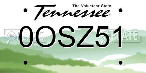 0OSZ51 Tennessee License Plate