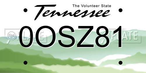 0OSZ81 Tennessee License Plate