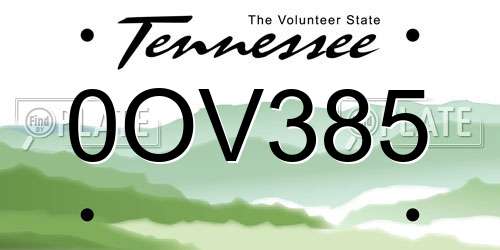 0OV385 Tennessee License Plate