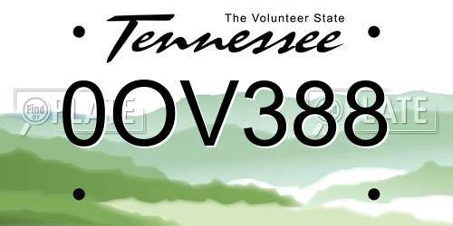 0OV388 Tennessee License Plate