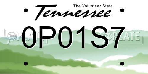 0P01S7 Tennessee License Plate