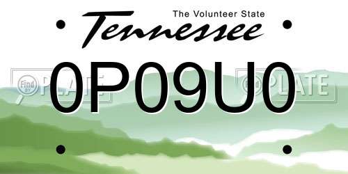0P09U0 Tennessee License Plate