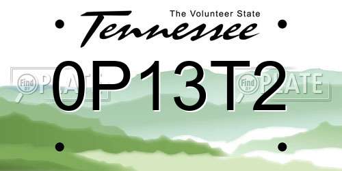 0P13T2 Tennessee License Plate