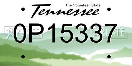 0P15337 Tennessee License Plate