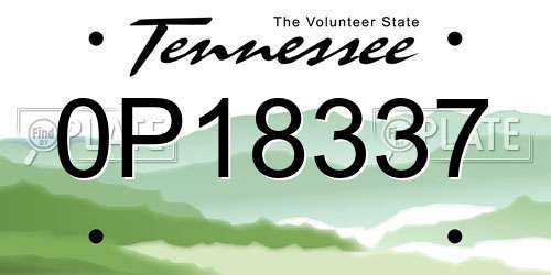 0P18337 Tennessee License Plate