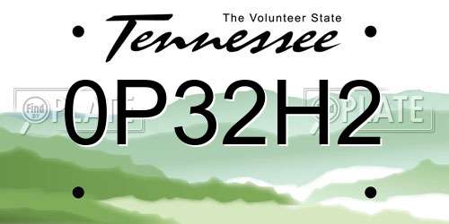 0P32H2 Tennessee License Plate