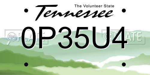 0P35U4 Tennessee License Plate