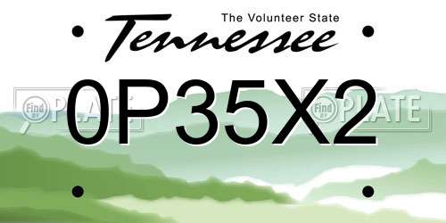 0P35X2 Tennessee License Plate