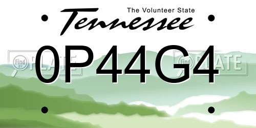 0P44G4 Tennessee License Plate