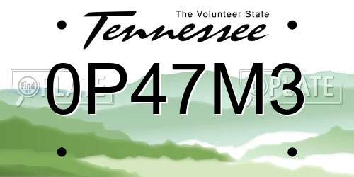0P47M3 Tennessee License Plate