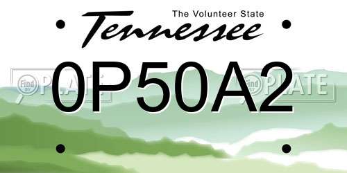 0P50A2 Tennessee License Plate