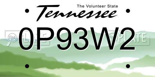 0P93W2 Tennessee License Plate