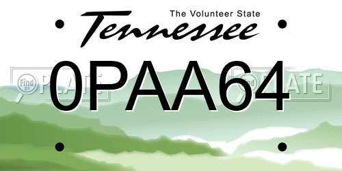 0PAA64 Tennessee License Plate