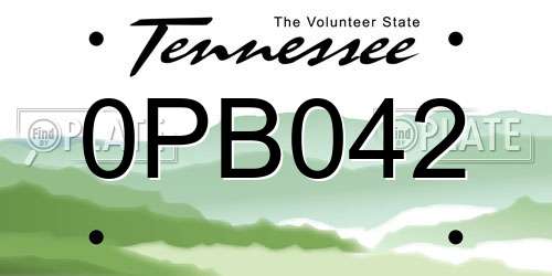 0PB042 Tennessee License Plate
