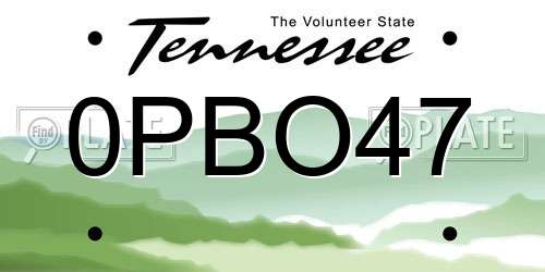 0PBO47 Tennessee License Plate
