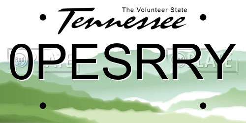 0PESRRY Tennessee License Plate