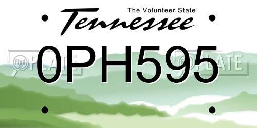 0PH595 Tennessee License Plate