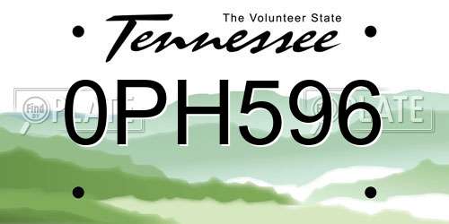 0PH596 Tennessee License Plate